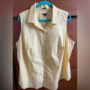 Talbots Blouse Sleeveless Yellow Button Up 20W Casual Wrinkle resistant